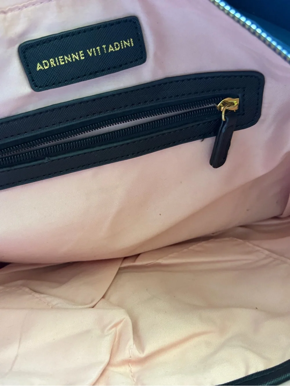 ADRIENNE VITTADINI  Navy Tote Bag with Metallic Trim - Classic Women's Shoulder
